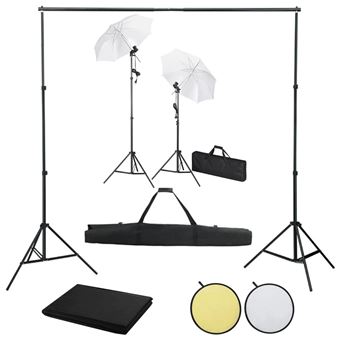 Kit de Estúdio Fotográfico vidaXL com fundos + iluminação e sombrinhas - 1