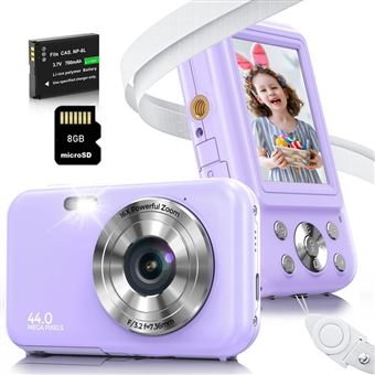 Câmara digital compacta das crianças DUDAO DC406 | FDH | 44MP | com foco automático 16x zoom | 2,4 " | 8G | Roxo - 1