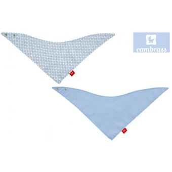 Conjunto de 2 Bandanas/Babetes Cambrass | Tri Girafa Azul 38X18 Cm - 1