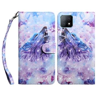 Capa PU Padrão 3D com suporte e alça, lobo uivando Magunivers para Oppo A53 5G - 1