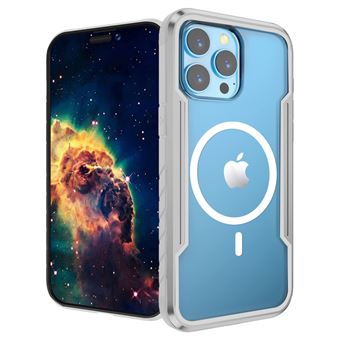 Capa de Silicone Nizzoe com MagSafe para iPhone 15 ? Transparente Borda Cinzento - 1