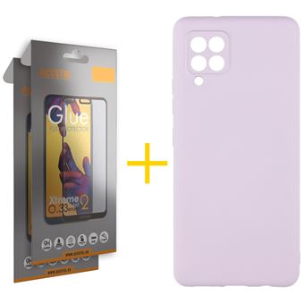Conjunto 2 x Película de Vidro Full + Capa para Samsung A42 4G  | Silicone Líquido - Roxo - 1