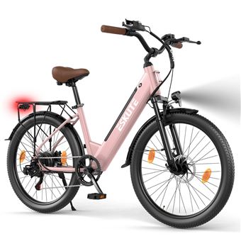 Bicicleta Elétrica ESKUTE C100 PLUS | 250W | 36V 13Ah | Pneus 26" | Travões a Disco Mecânicos | rosa - 1