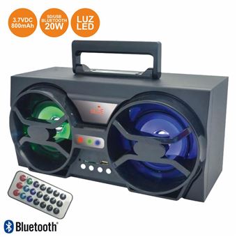 Coluna Bluetooth Portátil Inovalley 20W Leds Bt/Usb/Sd/Aux/Bat