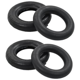 Conjunto Pneus e Câmaras para Carrinho de Mão vidaXL 4 Peças 3.50-8 4PR borracha - 1