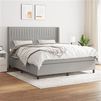 Cama com molas e colchão vidaXL | 180x200 cm | tecido cinzento-claro - 1
