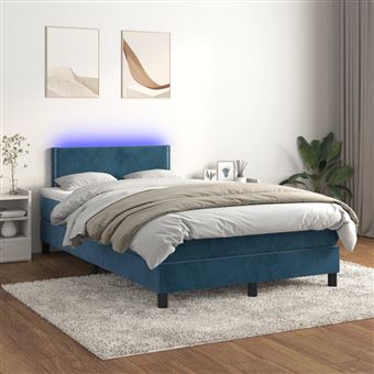 Cama box spring com colchão e LED vidaXL | 120x200 cm | veludo azul-escuro - 1