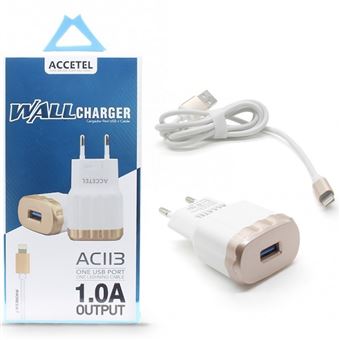 Carregador + Cabo Lightning Accetel AC113  - Rosa - 1