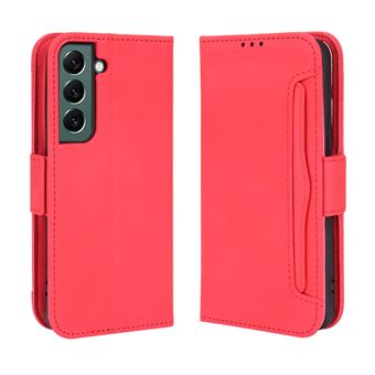 Capa FOXDOCK Protetora para Samsung Galaxy S22 | Suporte e Flip de couro PU | À Prova de Choque | Vermelho - 1