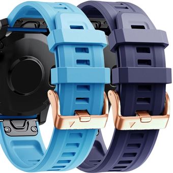 Pack 2 x Braceletes de Silicone com Fecho de Metal Antiimpacto para Garmin Instinct 2S - Azul e Roxo - 1