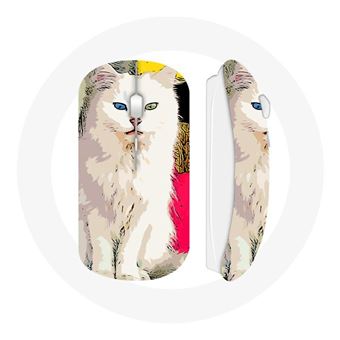 Rato Wireless Maniacase Turkish Van Gato Branco com Olhos Azuis E Amarelos - 1