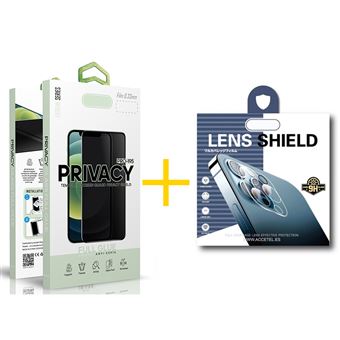 Pack Gandy Película de Vidro Temperado Anti-Spy + Película de Câmara Traseira de Vidro Temperado para Samsung Galaxy S24 | Moldura em Preto - 1