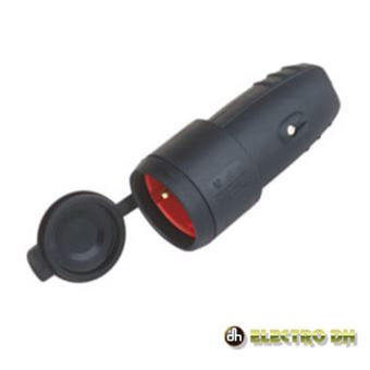 Ficha Schuko Fêmea Impermeavel Electro Dh Com Terra 16A 220V Preta Edh - 1