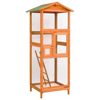 Gaiola para pássaros vidaXL | 68x62x166 cm | madeira de abeto maciça - 1