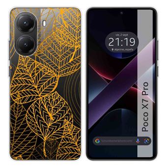 Capa TUMUNDOSMARTPHONE de silicone transparente para Xiaomi Poco X7 Pro 5G Leaf Design Desenhos - 1