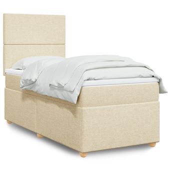 Cama com molas e colchão vidaXL | 100x200 cm | tecido cor creme - 1