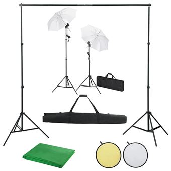 Kit de Estúdio Fotográfico vidaXL com fundos + iluminação e sombrinhas - 1
