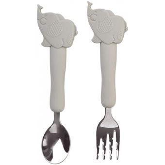 Talheres Infantis Saro | Elefantezinhos Cinza - 1