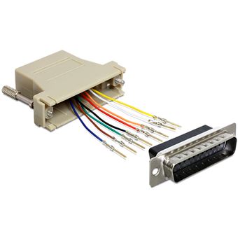 cabo de interface/adaptador de género DeLOCK 65433  Sub-D 25p RJ45 Preto, Cinzento, Prateado - 1