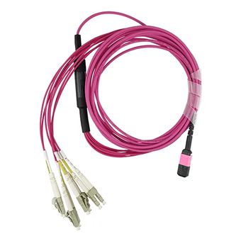 Cabo de Fibra Ótica BlueOptics Alcatel-Nokia 3HE13896AA-7.5 kompatibles MPO-4xLC Multimode OM4 Patchkabel 7.5 | Magenta - 1