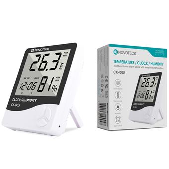 Relógio Digital NOVOTECK CK-005 | Indicador de Temperatura e Umidade | Alarme | Monitoramento Ambiental - 1