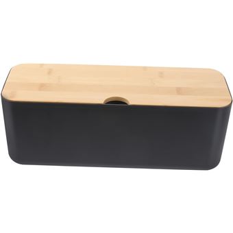 Caixa Organizadora de Cabos em Plástico com Tampa de Madeira Orysin - 1