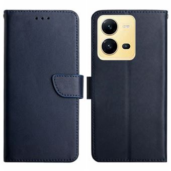 Capa de couro genuíno textura napa, fecho magnético com apoio Magunivers para Vivo X80 Lite 5G/V25 5G - azul - 1