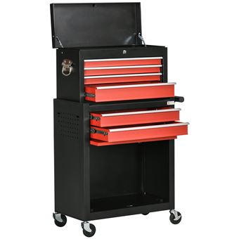 Carro De Ferramentas Durhand | 70X33X108 Cm - Preto E Vermelho - 1