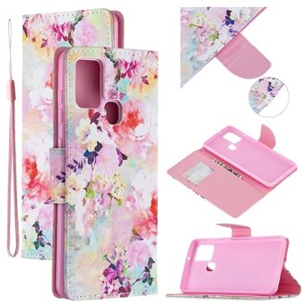 Capa Magunivers Pu Impressão de Padrões com Apoio Flores Vivas para Samsung Galaxy A21S