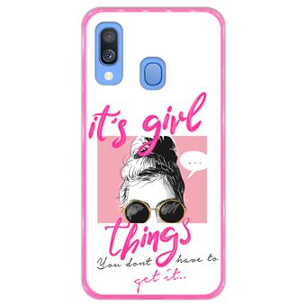 Capa Hapdey para Samsung Galaxy A40 2019 Design Girl Things em Silicone Flexível e TPU Cor-de-Rosa