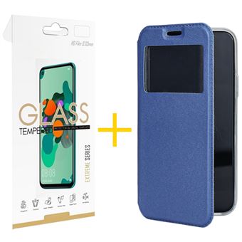 Conjunto skyhe 1 X Película de Vidro + Capa para Samsung A11 Gandy Flip Cover - Azul - 1