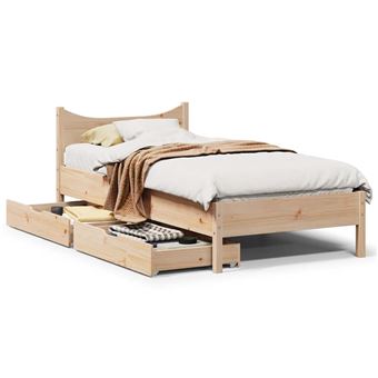 Estrutura de cama com gavetas vidaXL | 75x190 cm | madeira de pinho maciça - 1