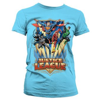 T-shirt para Mulher Justice League - Team Up! | Azul Celeste | S