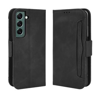 Capa FOXDOCK Protetora para Samsung Galaxy S22 | Suporte e Flip de couro PU | À Prova de Choque | Preto - 1