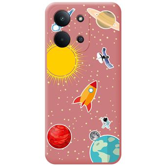 Capa Tumundosmartphone de silicone líquido rosa para Xiaomi Redmi 15C 4G / 5G | Desenhos de design espacial - 1