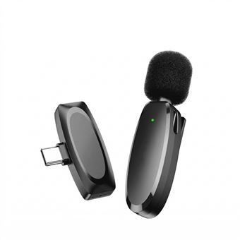 Microfone de Lapela Sem Fio NEDISDERTIS | USB-C | Lapela com Redução de Ruído Alcance 20 m | Preto - 1