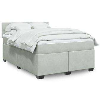 Cama com molas e colchão vidaXL | 160x200 cm | veludo cinzento-claro - 1