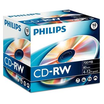 CD Gravável Philips Magneticos CW7D2NJ10 Cd-Rw 80Min 700Mb 4-12X - 1