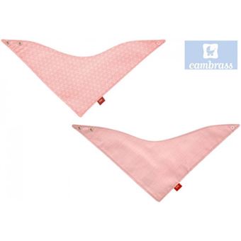 Conjunto de 2 Bandanas/Babetes Cambrass | Tri Lua Rosa 38X18 Cm - 1