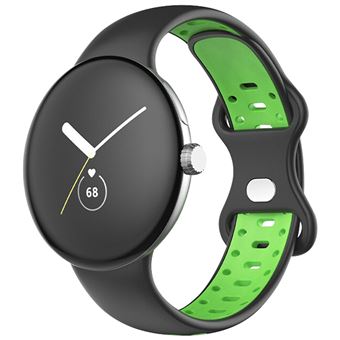 Bracelete Avizar para Google Pixel Watch | Silicone Bicolor Flexível - Preto e Verde - 1