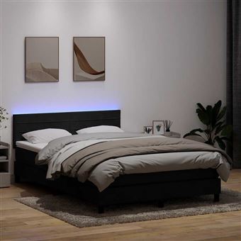 Cama com molas/colchão vidaXL |  160x210 cm | veludo preto - 1