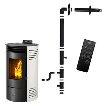 Salamandra a Pellets Sannover Azora + Kit de instalação | 11,6 kW | Branco - 1