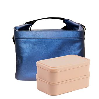 Set Smartlunch Lancheira Cubic Vintage + 2 Caixas de 1000ml | Azul - 1