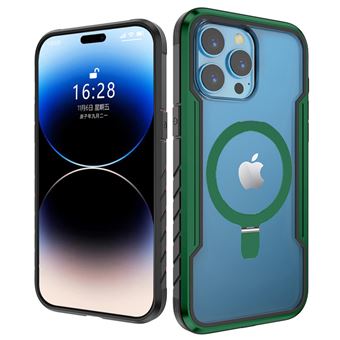 Capa de Silicone Nizzoe com MagSafe para iPhone 15 ? Transparente Borda verde - 1