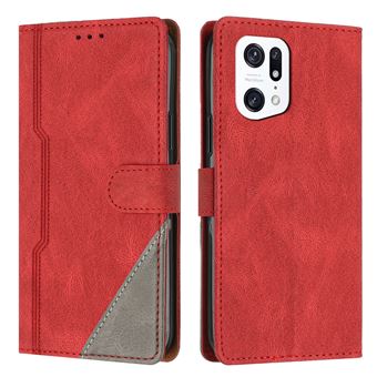 Capa FOXDOCK para OPPO Find X5 Pro | Fecho Magnético | Pele TPU Macia | 3 Compartimentos para Cartões | Função de Suporte | Vermelho - 1