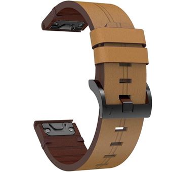 Bracelete em Pele Antiimpacto para Garmin Fenix 7X Pro Sapphire Solar | Castanho claro - 1