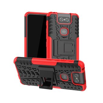 Capa Magunivers para Asus Zenfone 6 Zs630Kl e TPU Combinação Anti-Derrapante com Suporte Vermelho - 1