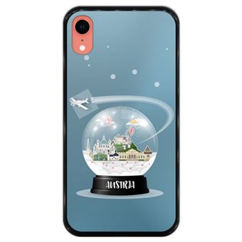 Capa Hapdey para iPhone XR Design Globo de Neve Áustria em Silicone Flexível e TPU Preto - 1