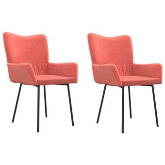 Cadeiras de Jantar vidaXL | 2 Peças | veludo rosa - 1