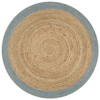Tapete Artesanal vidaXL em Juta com Rebordo Verde Azeitona 120 Cm - 1